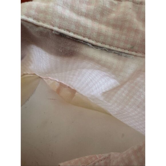 Pink white plaid gingham button up long sleeve preppy shirt women’s medium - Picture 3 of 4